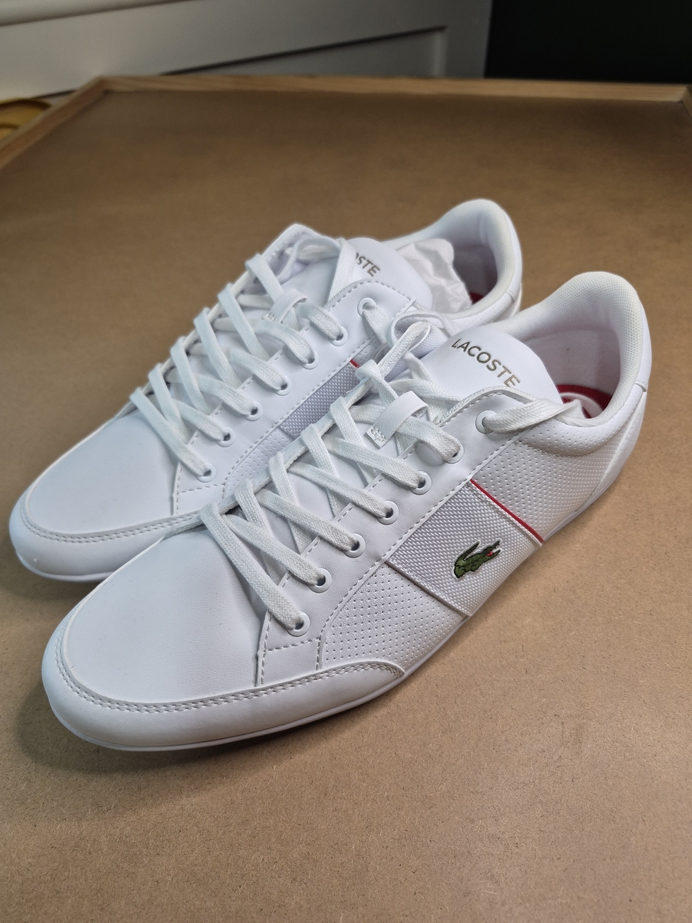 Lacoste White Leather Low-Top Sneakers with Green Croc Logo